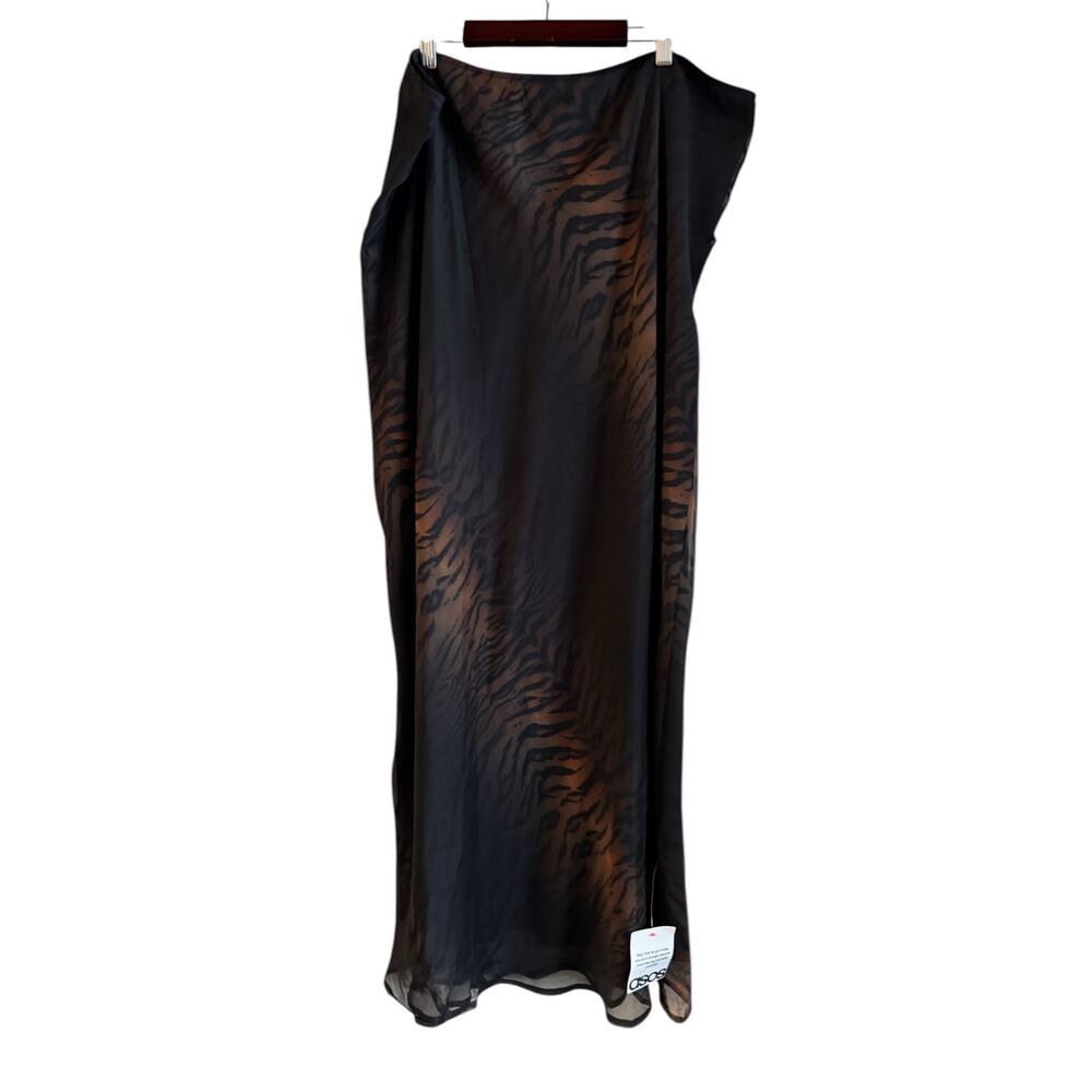 ASOS Women’s Chiffon Bias Maxi Skirt In Ombre Animal Print Black Size 18 NWT - Picture 5 of 6